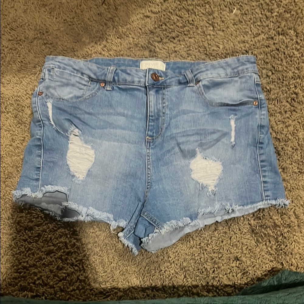 Denim Blue Distressed Women Shorts